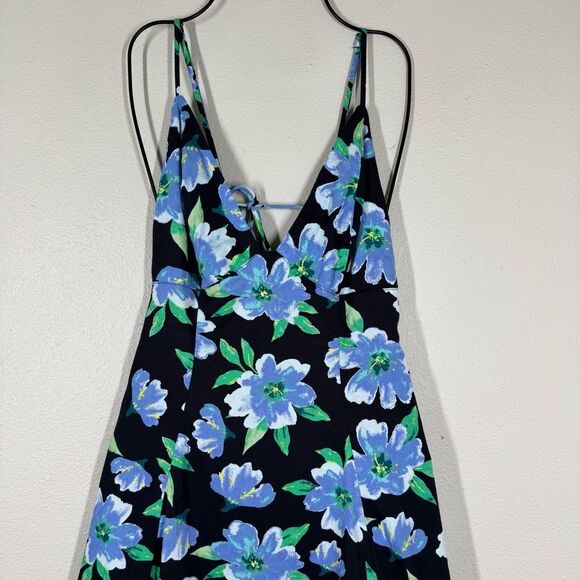 Free People Finer Things Floral Printed Midi Dress Black Blue Combo Medium - Picture 2 of 10